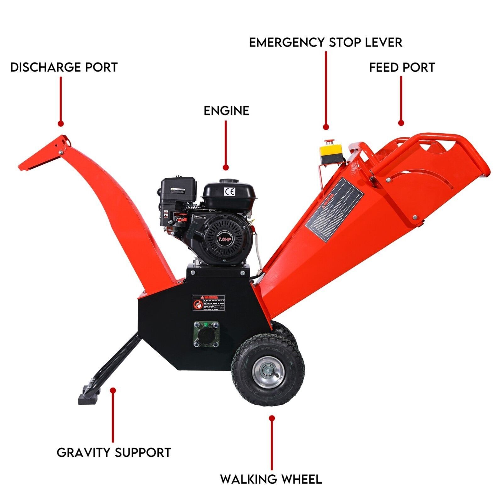 7HP Wood Chipper Self Feeding Shredder Mulcher Machine Petrol Garden Portable Price