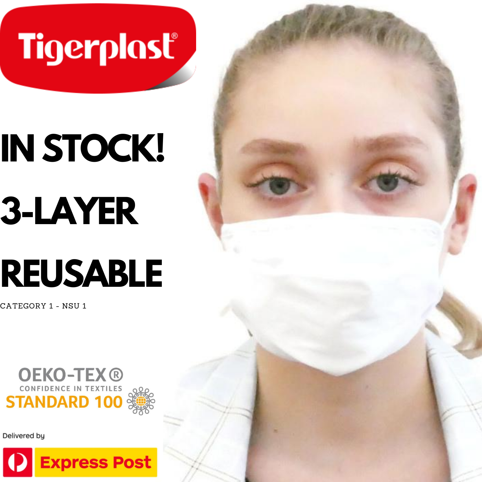6x Tigerplast Kids Fabric Face Mask Washable Reusable Mask Protect Cover Black Price