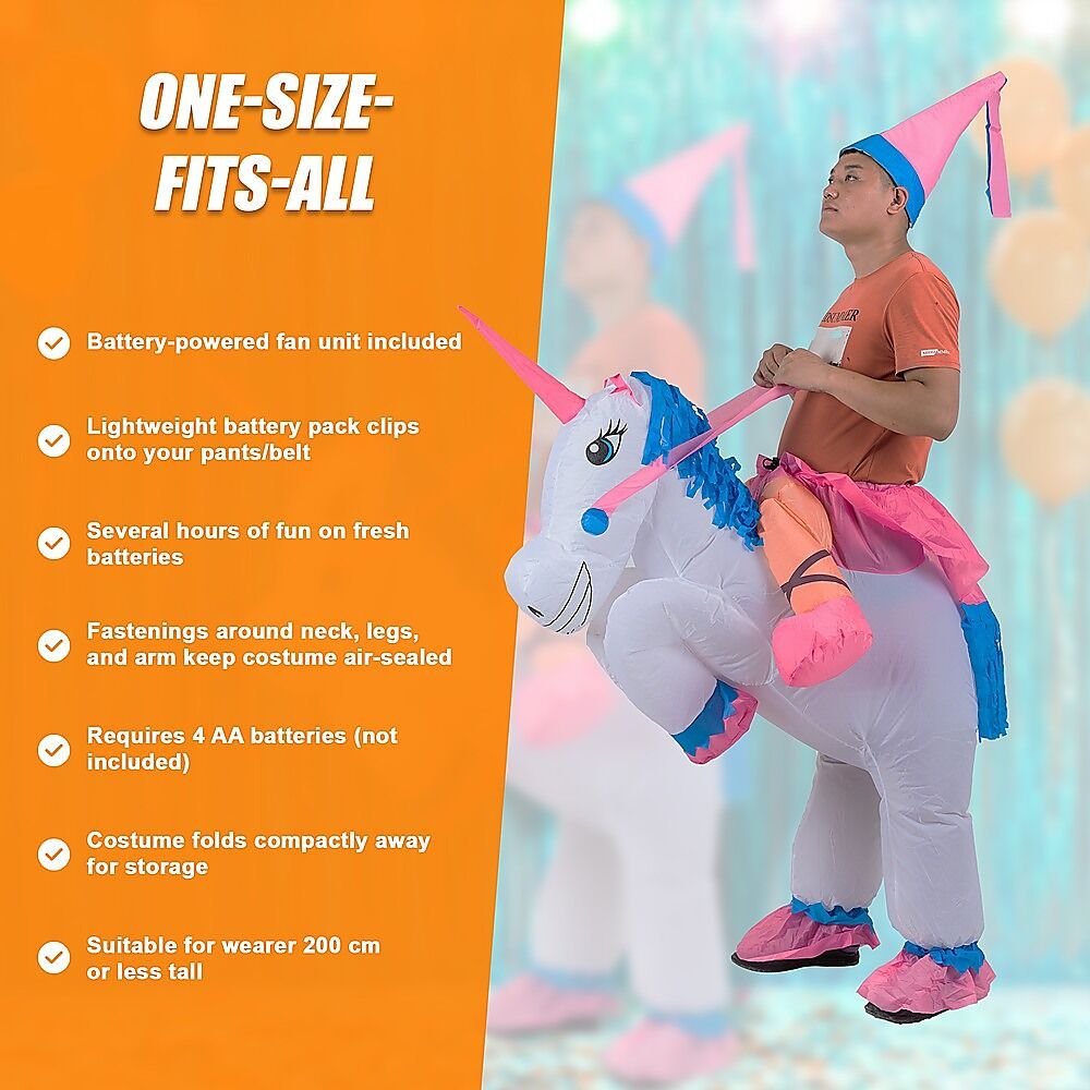 UNICORN Fancy Dress Inflatable Suit -Fan Operated Costume Price