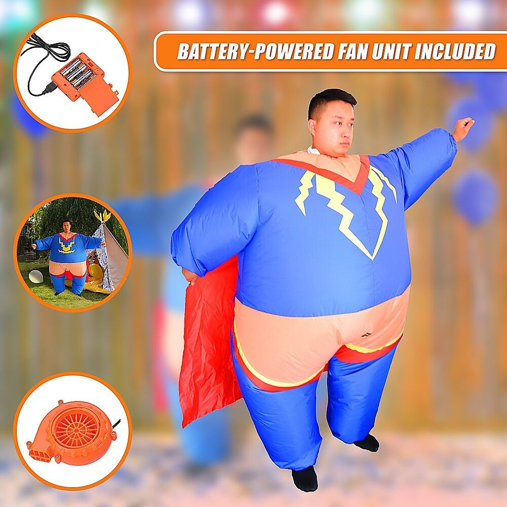 Super Hero Fancy Dress Inflatable Suit - Fan Operated Costume Price