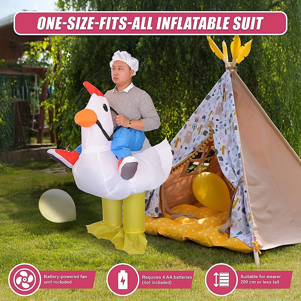 CHICKEN Fancy Dress Inflatable Suit - Fan Operated Costume Price