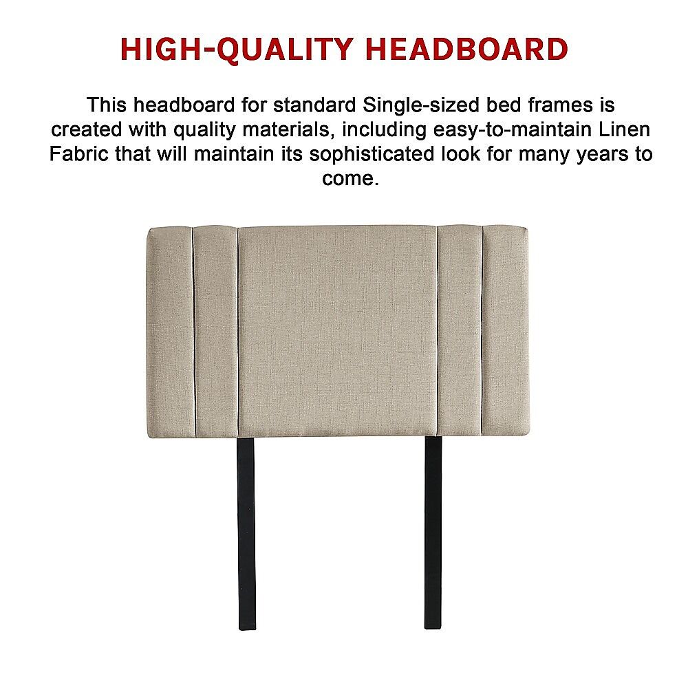 Linen Fabric Single Bed Deluxe Headboard Bedhead - Beige Price