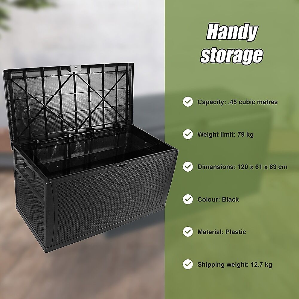 Patio Deck Box Outdoor Storage Plastic Bench Box 450 Litre Price
