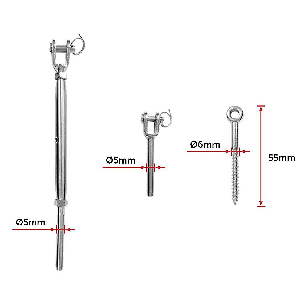 Stainless Steel Wire Rope DIY Balustrade Kit Jaw/Swage Fork Turnbuckle - 10 pack Price