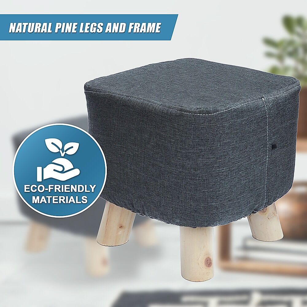 Fabric Ottoman Foot Stool Rest Pouffe Footstool Wood Storage Padded Seat Price