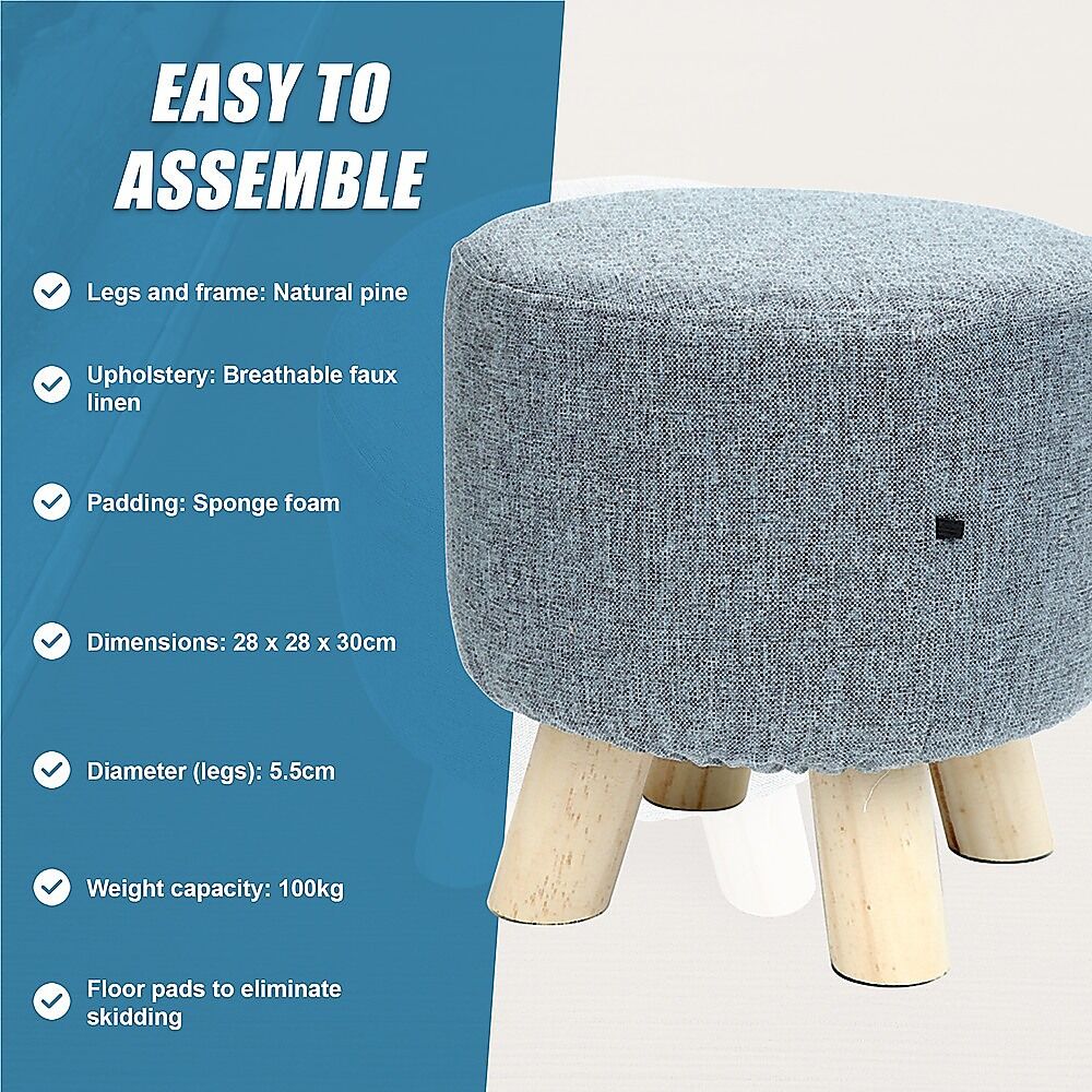 Fabric Ottoman Foot Stool Rest Pouffe Footstool Wood Storage Padded Seat Price
