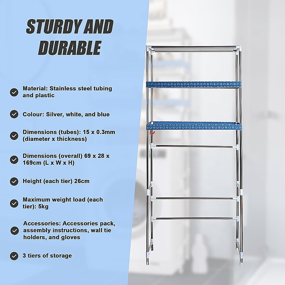 Storage Shelves Shelf 3 Tier Rack Portable Laundry Stand Unit Organiser Price