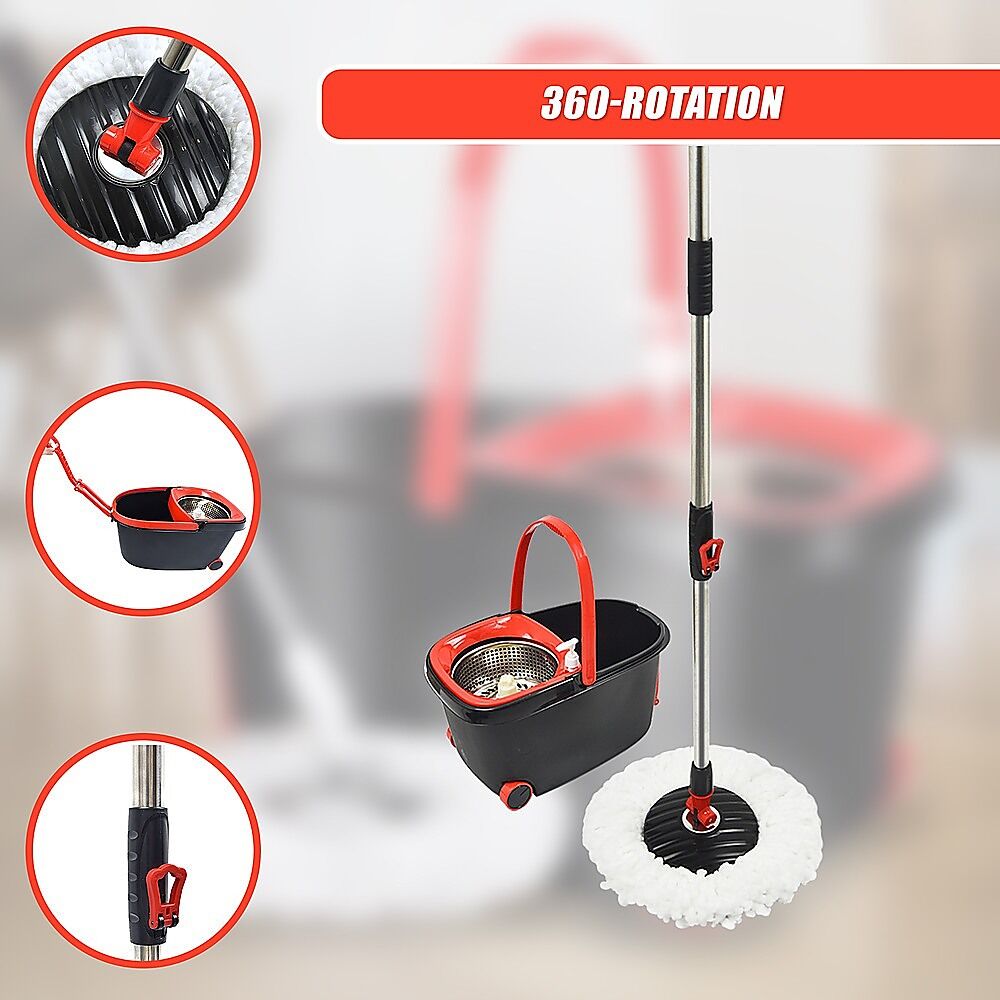 Spin Rotating Mop and Bucket Set with Wheels and 4 Microfibre Mop Heads Price