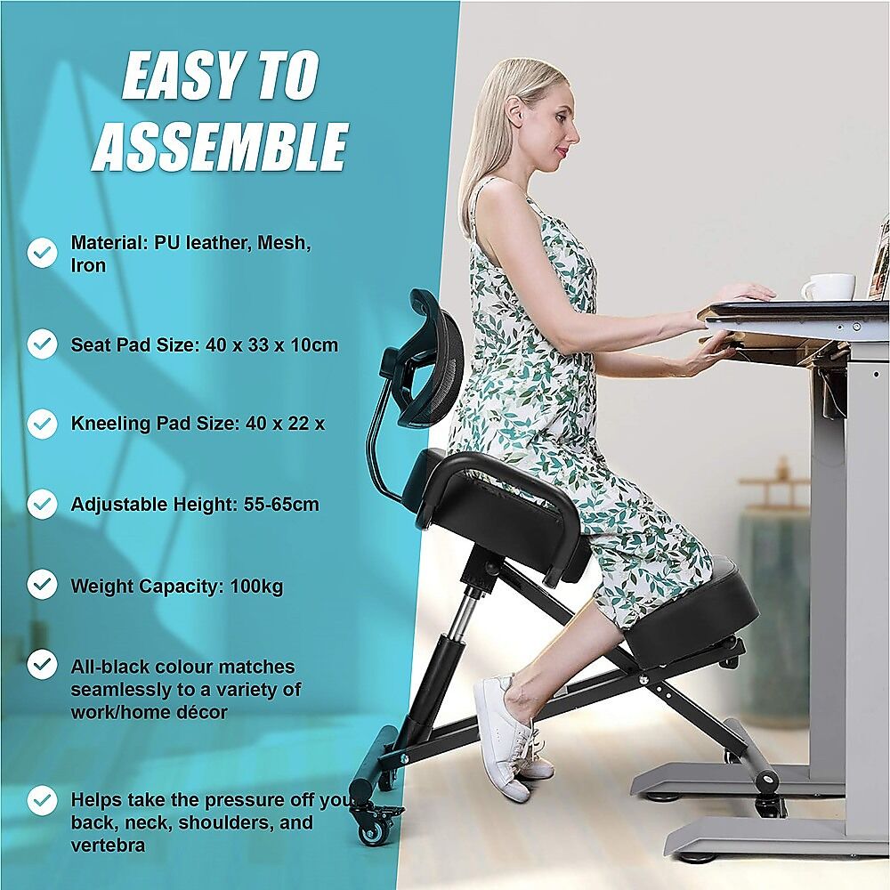 Ergonomic Kneeling Posture Chair with Backrest Adjustable Height and Casters Price