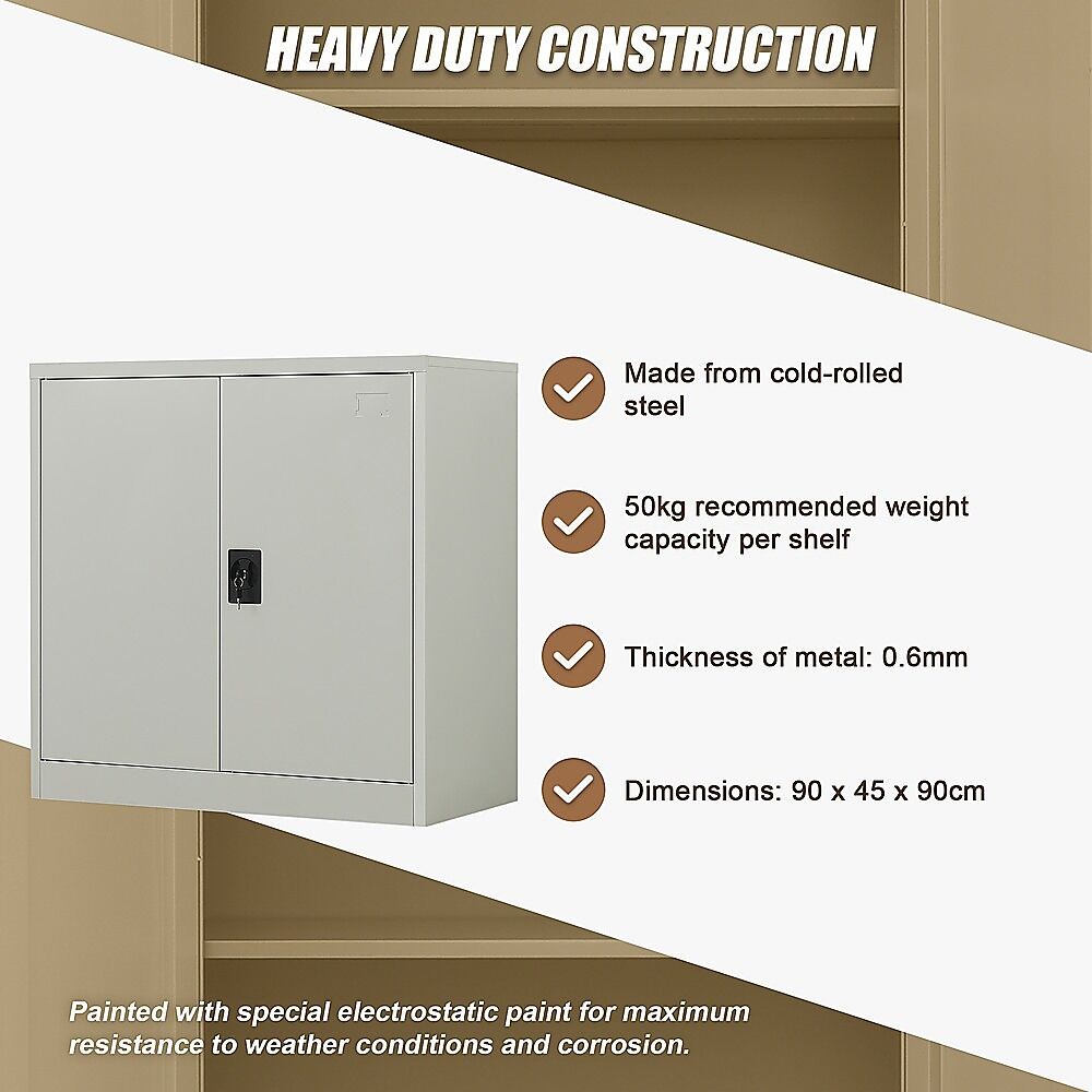 Two-Door Metal Short Cabinet Shelf Storage for Home Office Gym Price