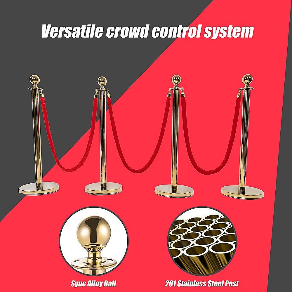 4 x Queue Barriers + 3 Ropes Exhibition Crowd Control Bollards Price