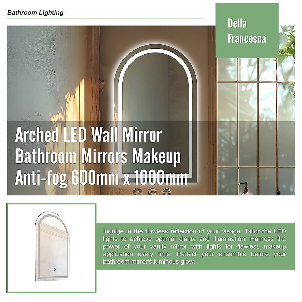 Arched LED Wall Mirror Bathroom Mirrors Makeup Anti-fog 600mm x 1000mm Price