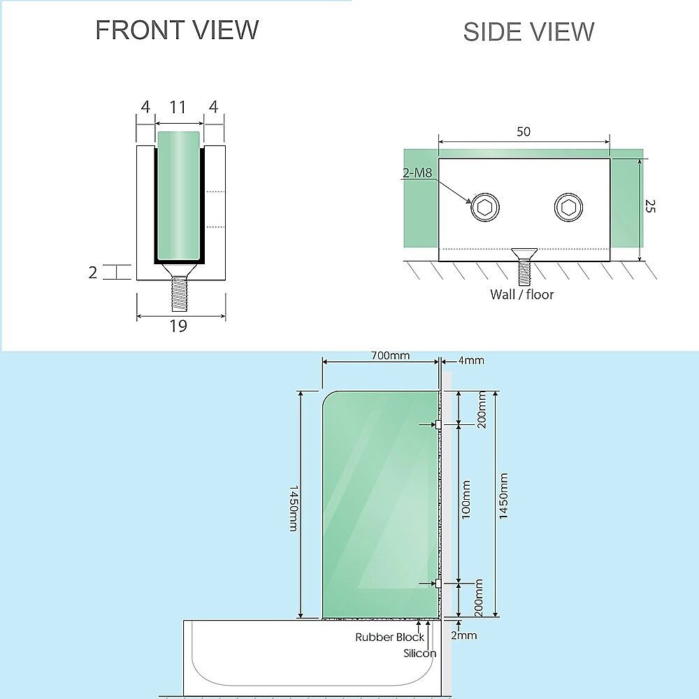 70cm Frameless Glass Bath Screen with Brackets - Chrome Price