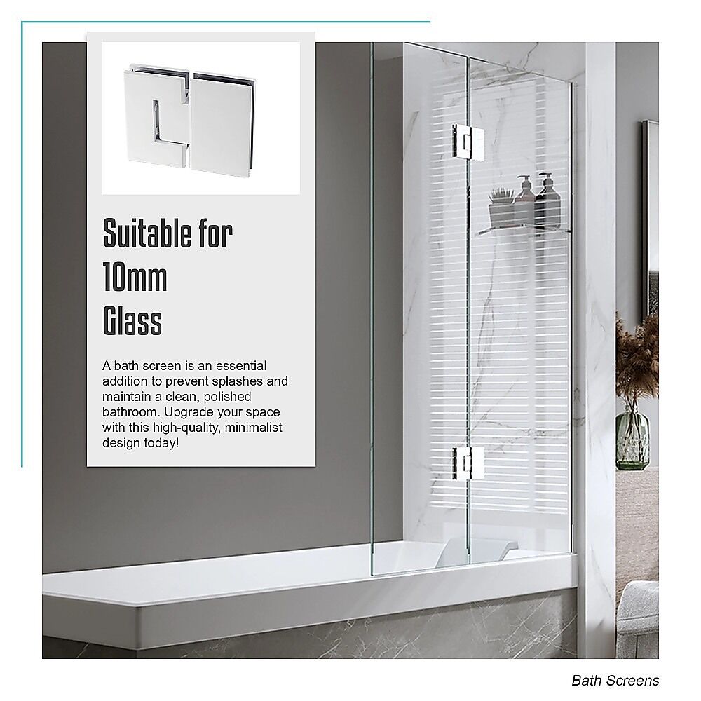 100cm Frameless Glass Bath Screen with Brass Brackets - White Price