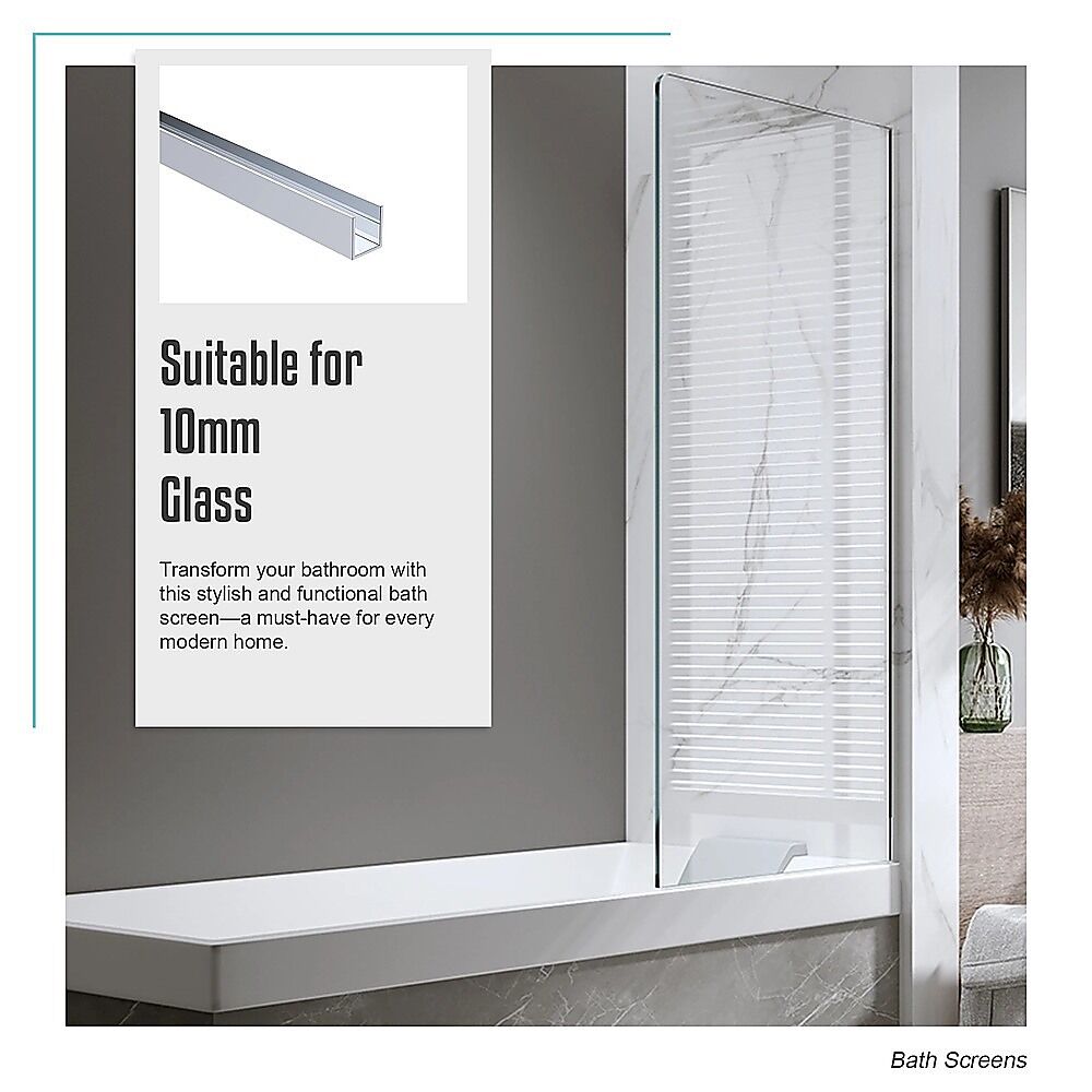 100cm Frameless Glass Bath Screen with Channel and Stainless Steel Hinges- Chrome Price