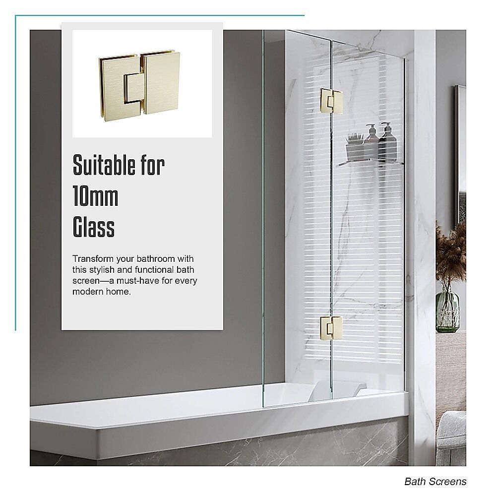 100cm Frameless Glass Bath Screen with Channel and Stainless Steel Hinges- Gold Price