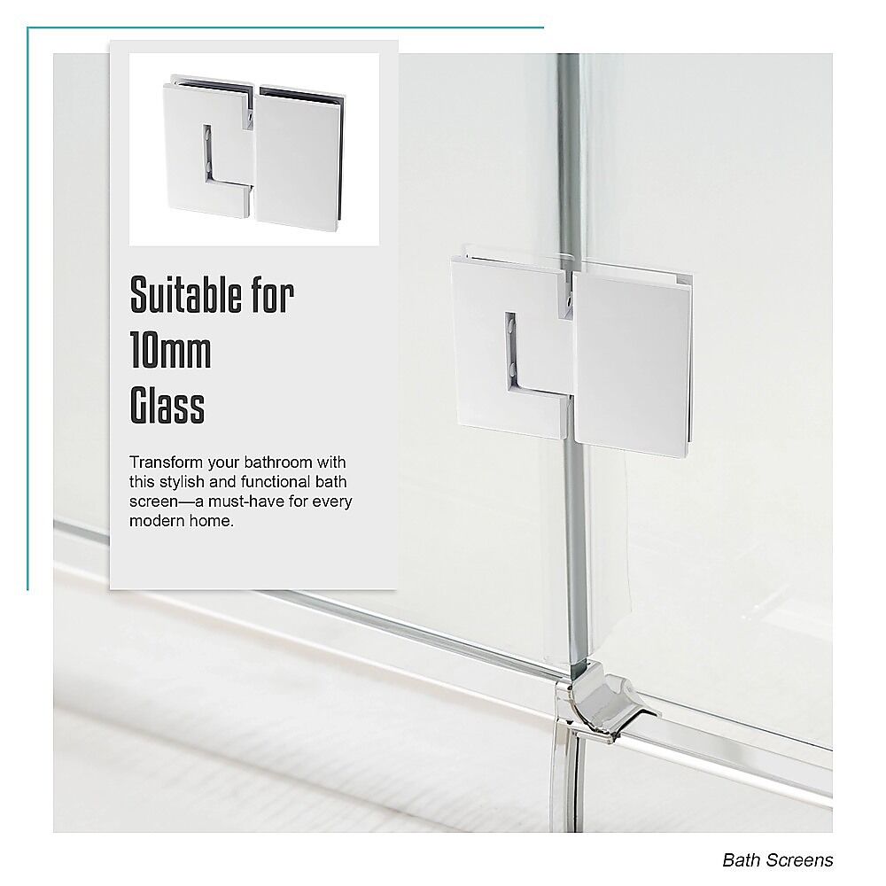 100cm Frameless Glass Bath Screen with Channel and Stainless Steel Hinges- White Price