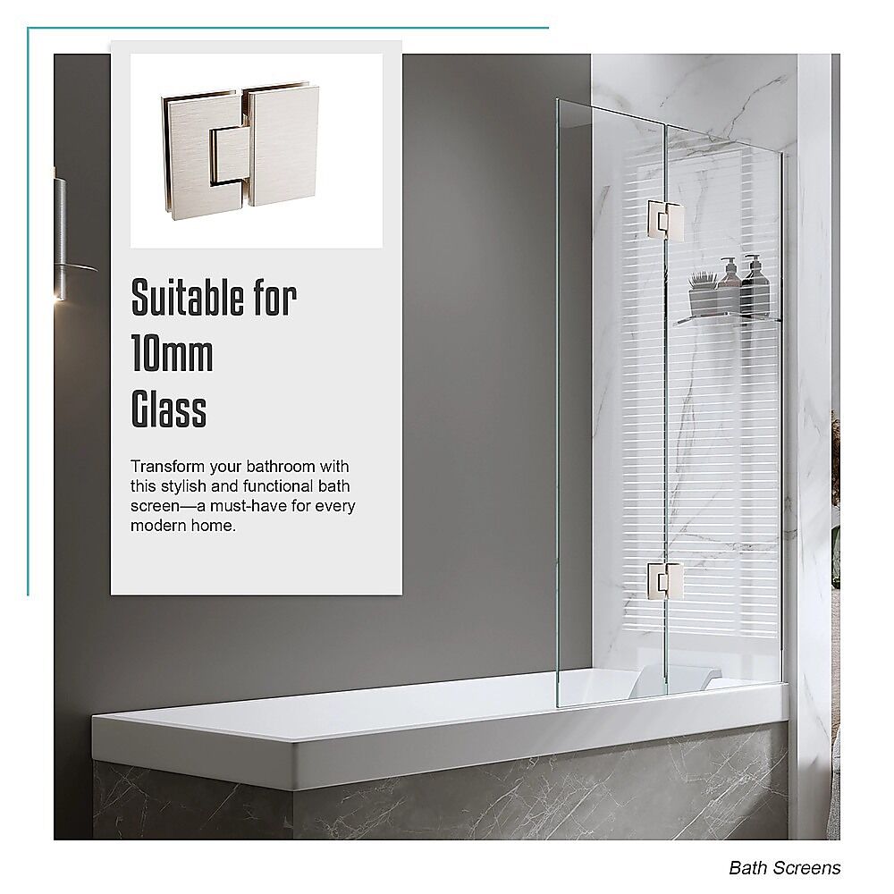 100cm Frameless Glass Bath Screen with Channel and Stainless Steel Hinges- Nickel Price
