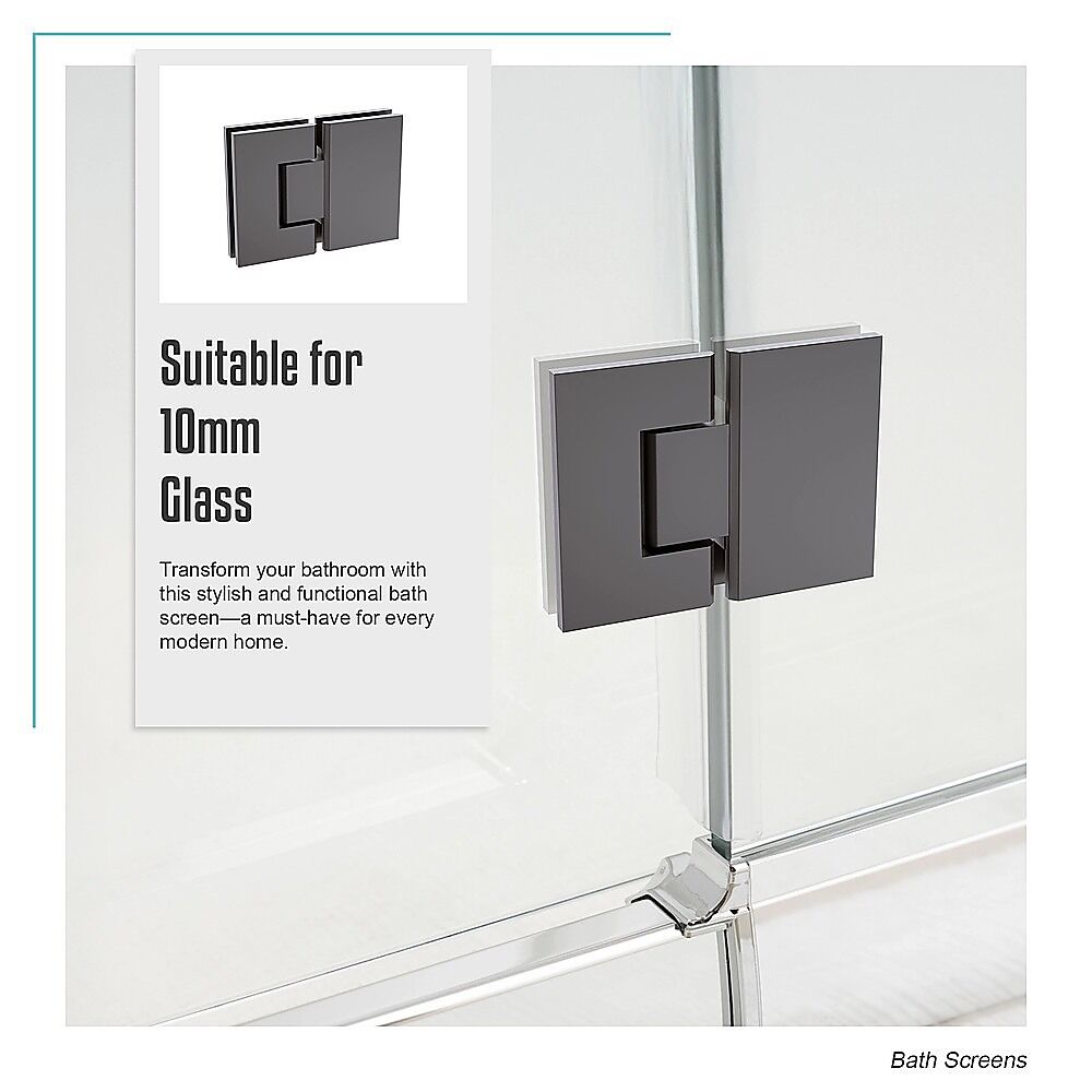 100cm Frameless Glass Bath Screen with Channel and Stainless Steel Hinges- Gunmetal Price