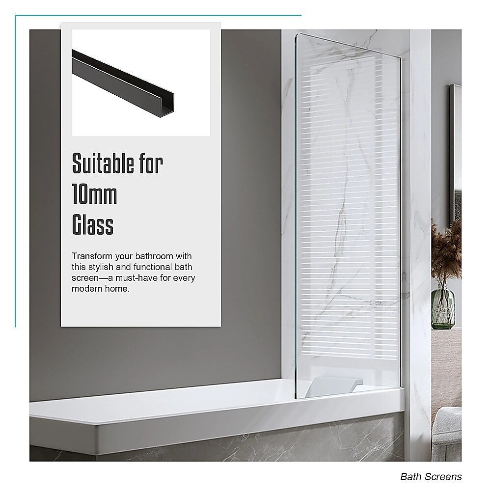 100cm Frameless Glass Bath Screen with Channel and Brass Hinges - Black Price