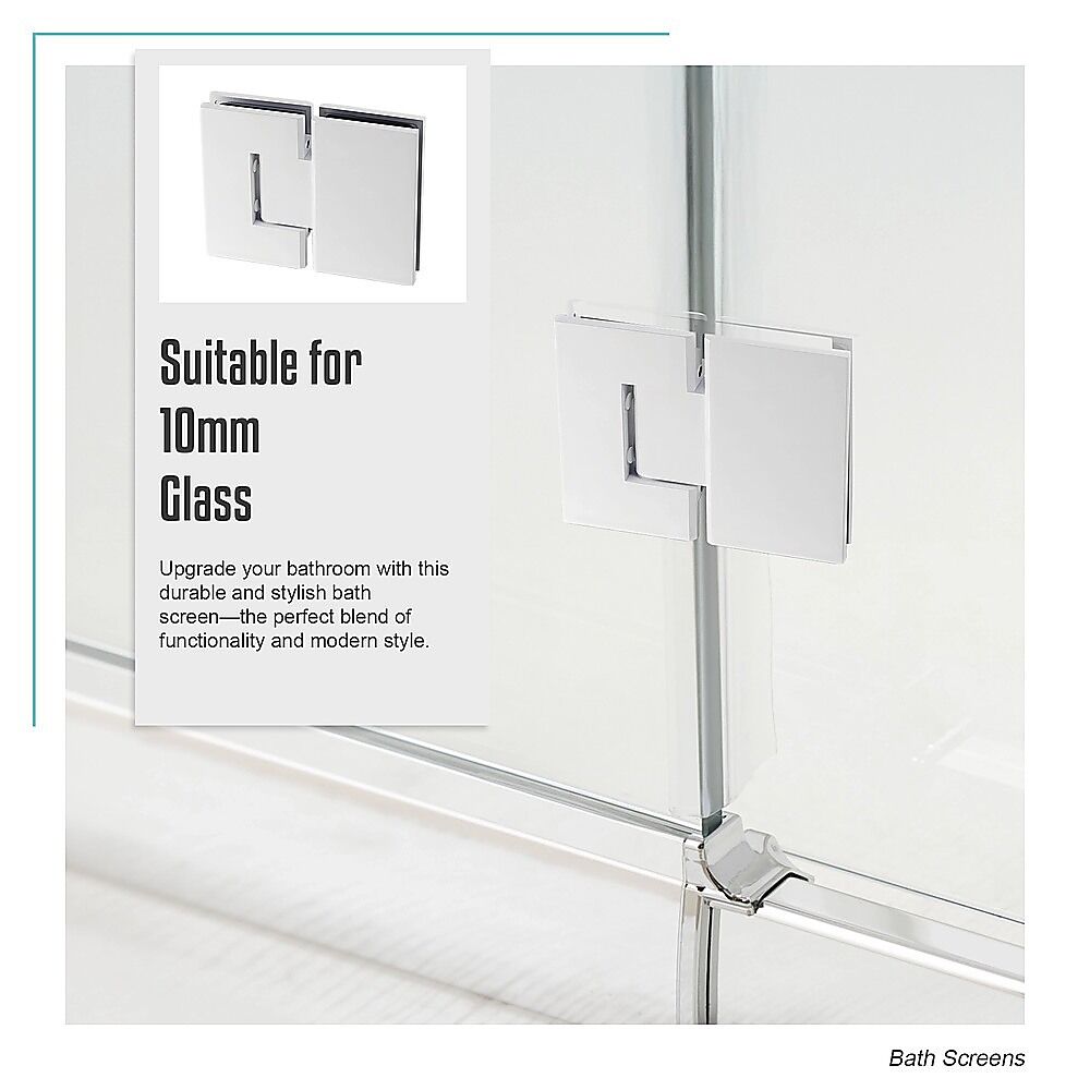 120cm Frameless Glass Bath Screen with Channel and Brass Hinges - White Price