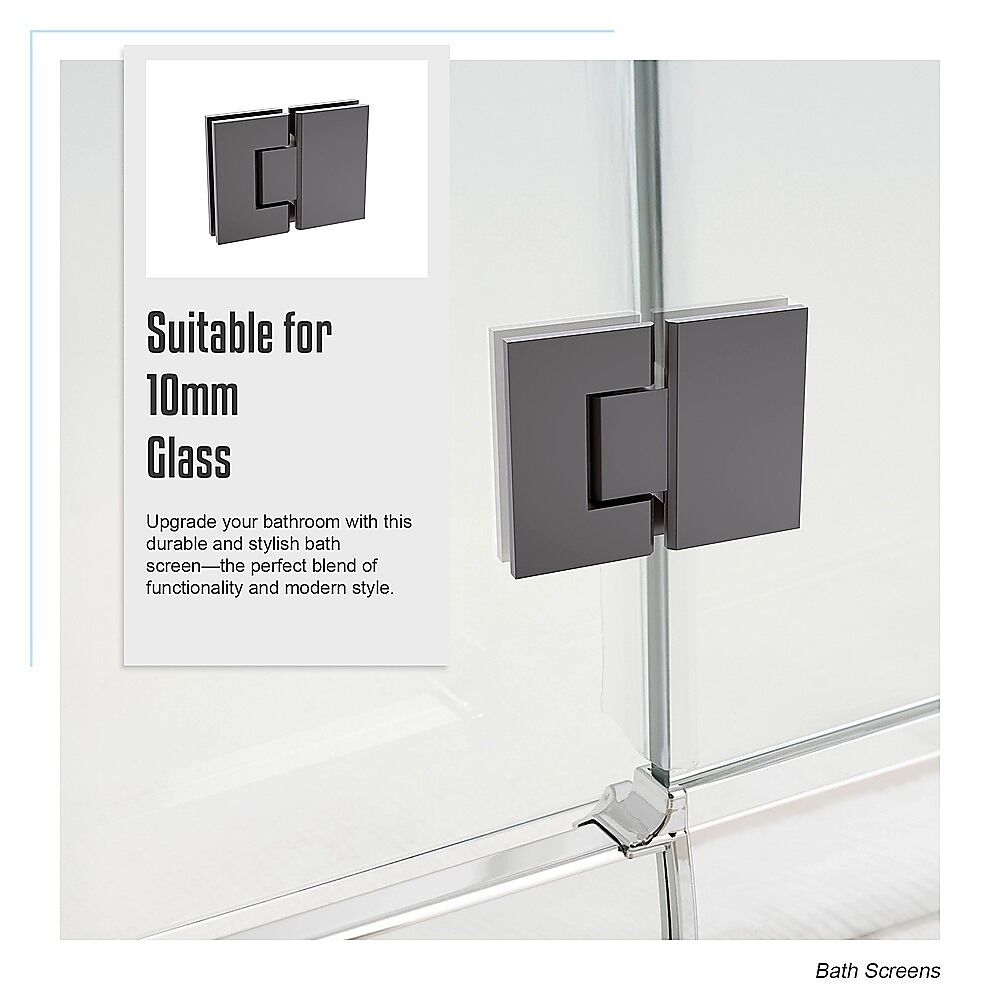 120cm Frameless Glass Bath Screen with Channel and Brass Hinges - Gunmetal Price