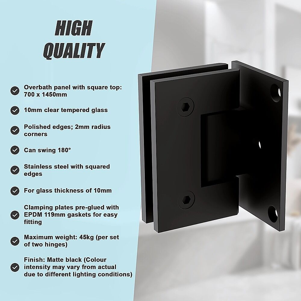 70cm Frameless Swing Bath Panel with Black Hardware Price