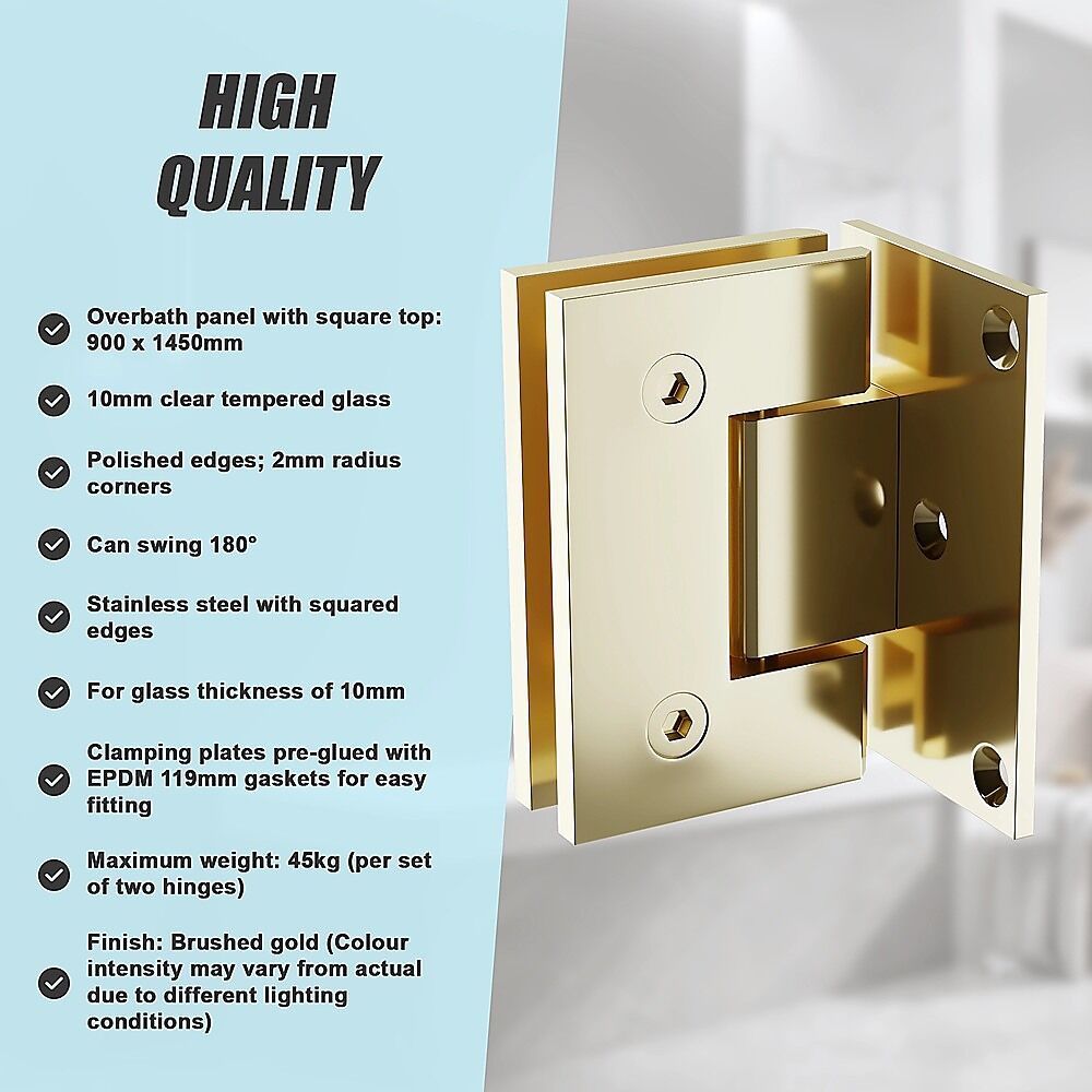 90cm Frameless Swing Bath Panel with Brushed Gold Hardware Price
