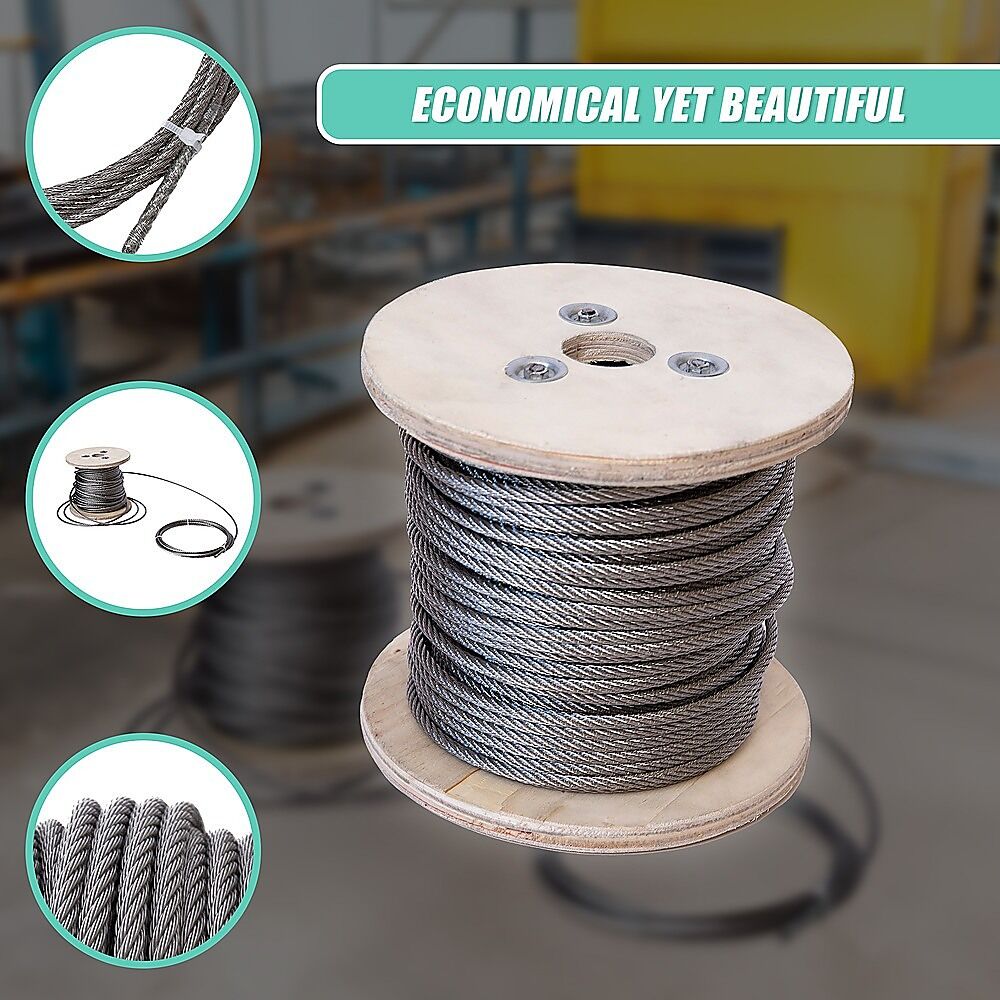 50m Stainless Steel Wire Rope Cable 5mm 316 A4 7x7 Balustrade Fence Price