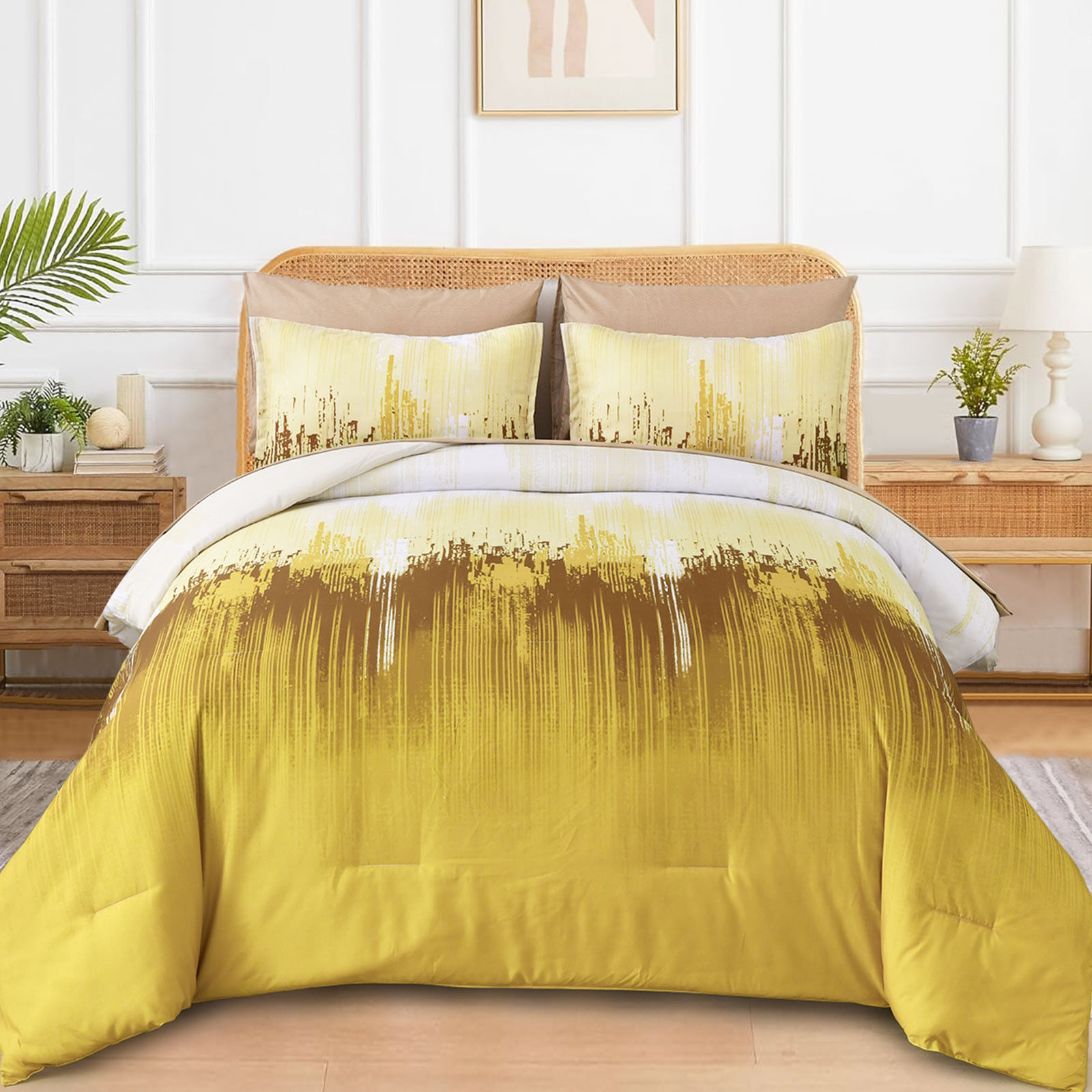 Floral Stripes Comforter Set, King Size, Cozy 3-Piece Bedding with Pillowcases Price