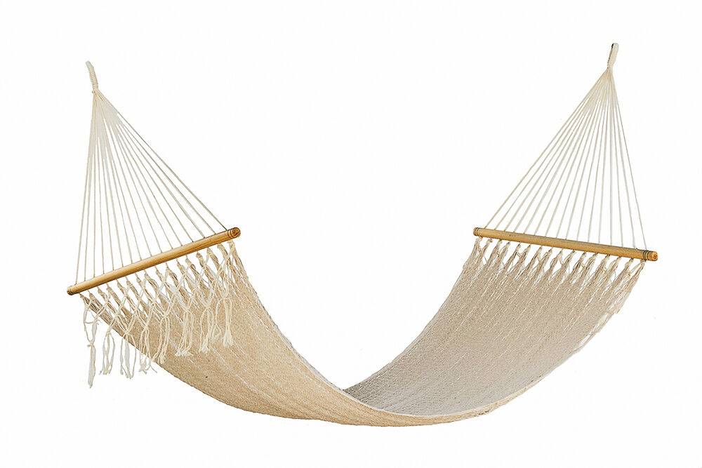 Mayan Legacy Queen Size Outdoor Cotton Mexican Resort Hammock With Fringe in Cream Colour Price