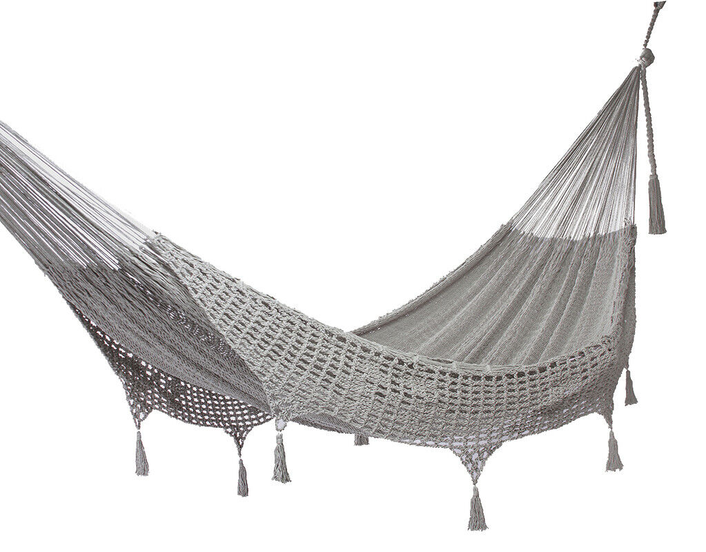Outdoor undercover cotton Mayan Legacy hammock with hand crocheted tassels Queen Size Dream Sands Price