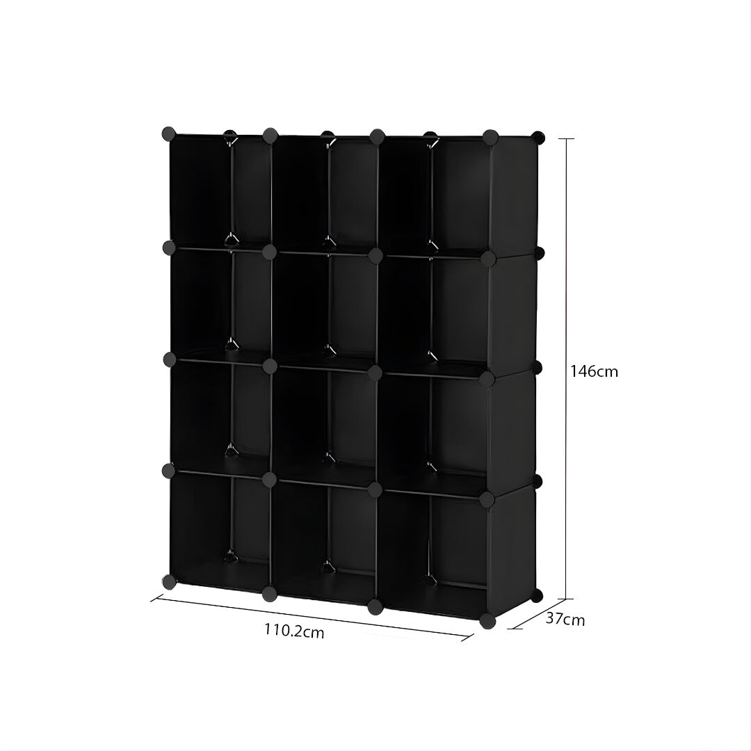 4 tier 12-cube black portable wardrobe divide-grid modular storage organiser foldable closet Price