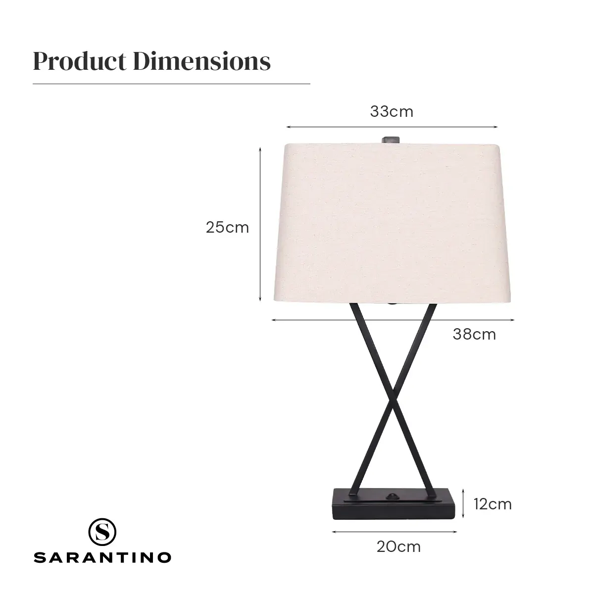 Sarantino Pair (x2) Metal Table Lamp Rectangular Shade X Stand Price