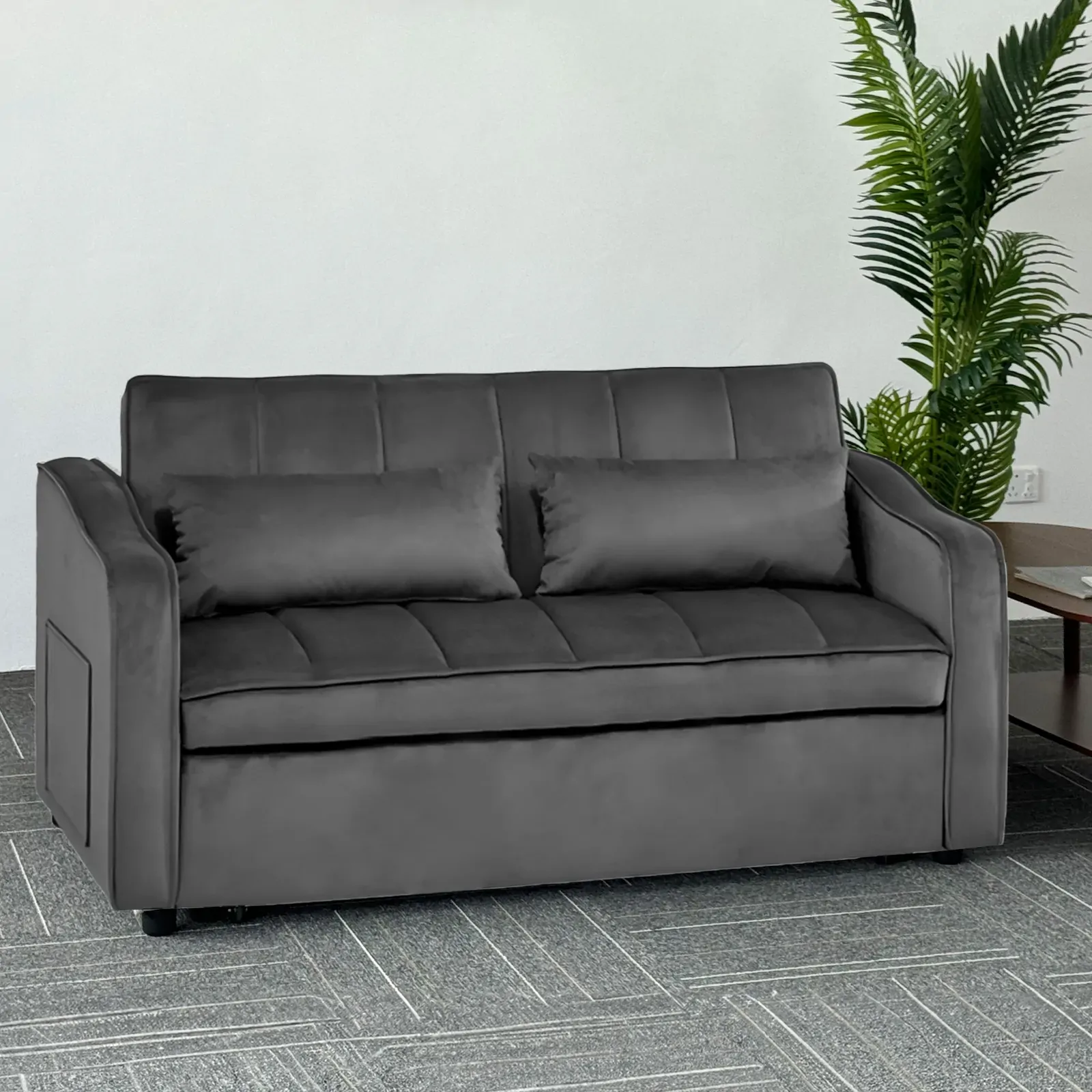 Sarantino Fenton Velvet 2-Seater Sofa Bed - Dark Grey Price