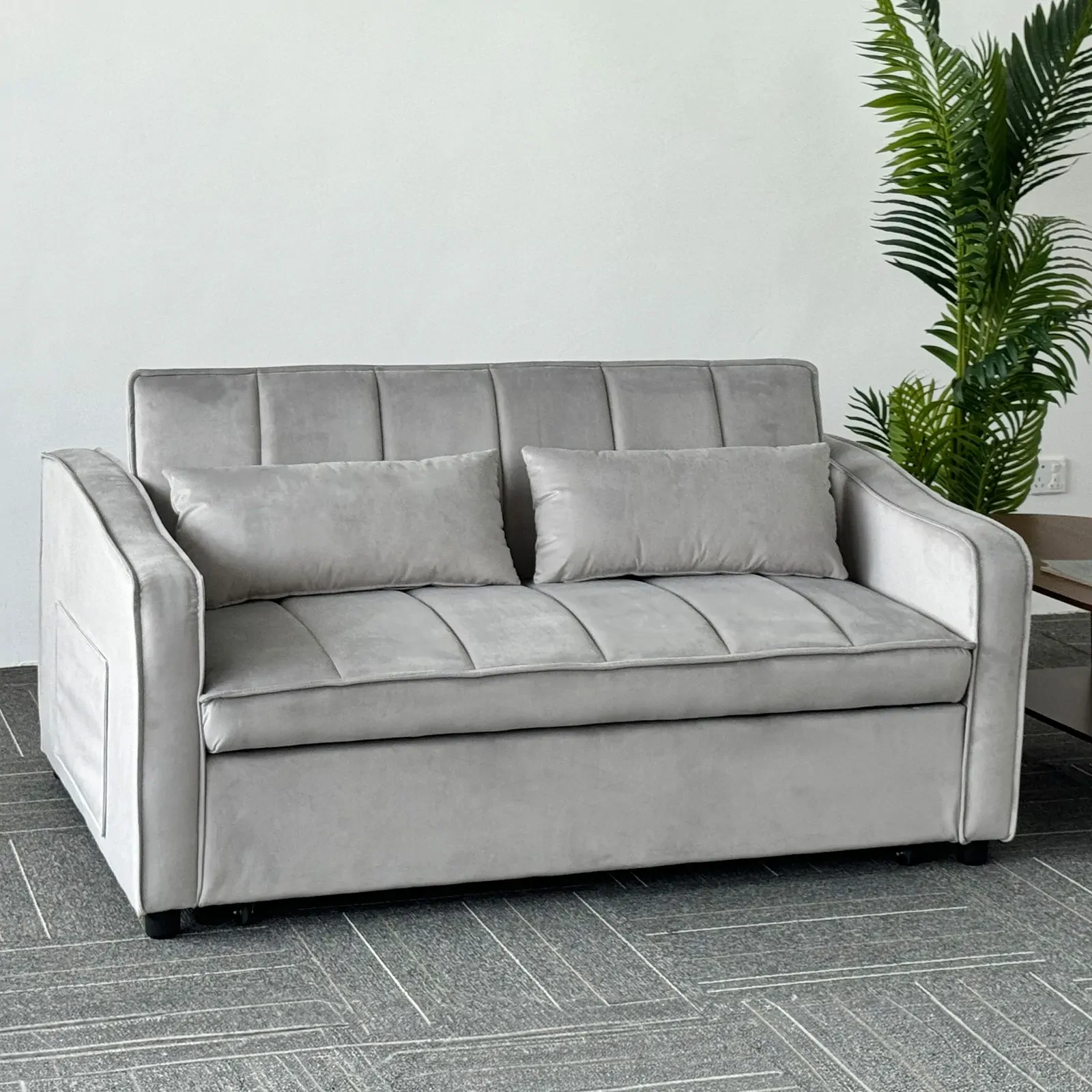 Sarantino Fenton Velvet 2-Seater Sofa Bed - Light Grey Price