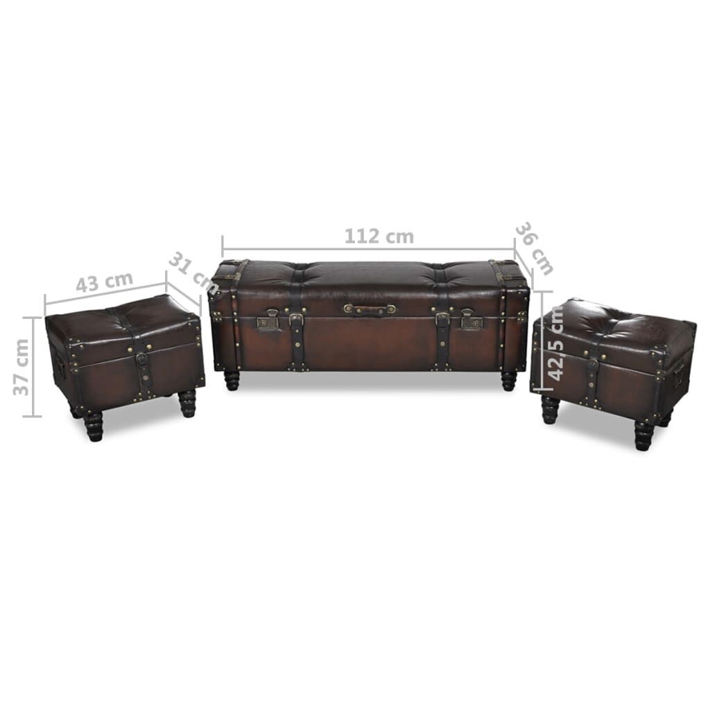 Storage Bench Set 3 pcs Brown Price