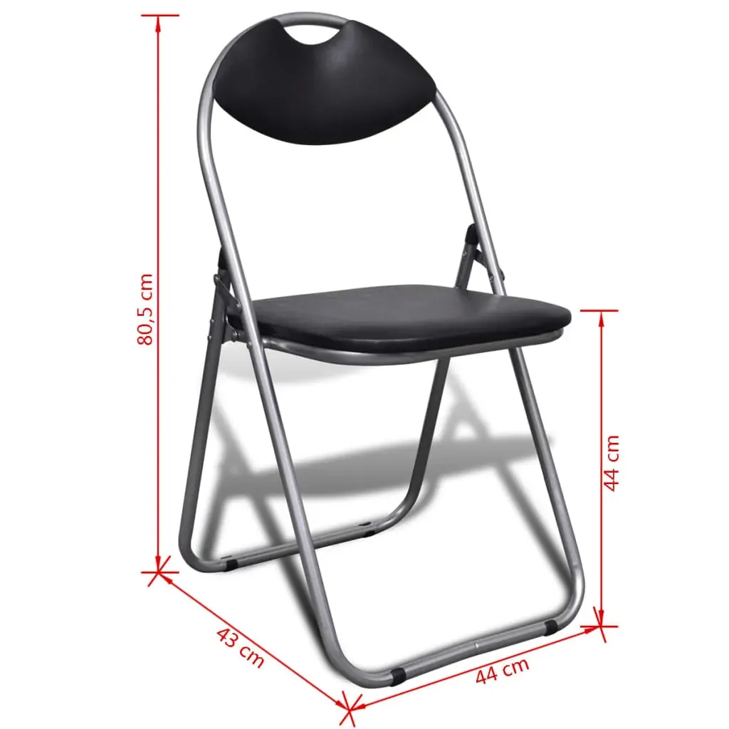 Folding Dining Chairs 6 pcs Black Faux Leather and Steel Price