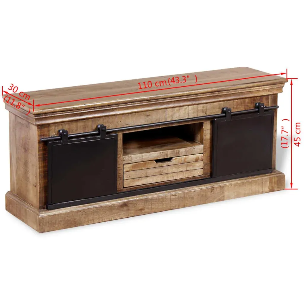 TV Cabinet with 2 Sliding Doors Solid Mango Wood 110x30x45 cm Price