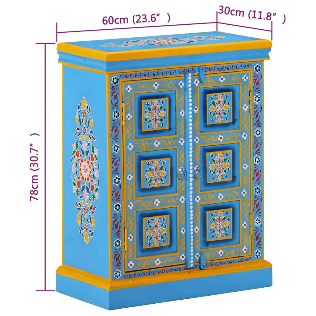 Sideboard Solid Mango Wood Turquoise Hand Painted Price