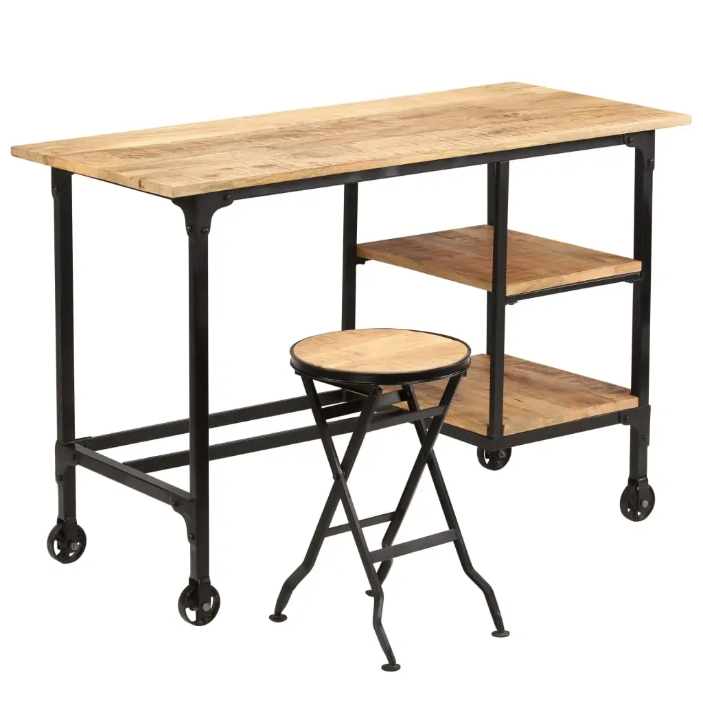 Desk with Folding Stool Solid Mango Wood 115x50x76 cm Price