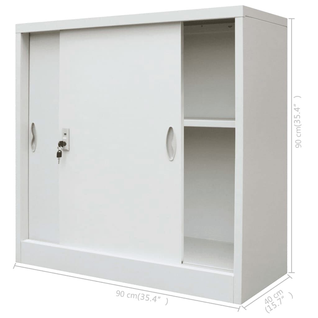 Office Cabinet with Sliding Doors Metal 90x40x90 cm Grey Price