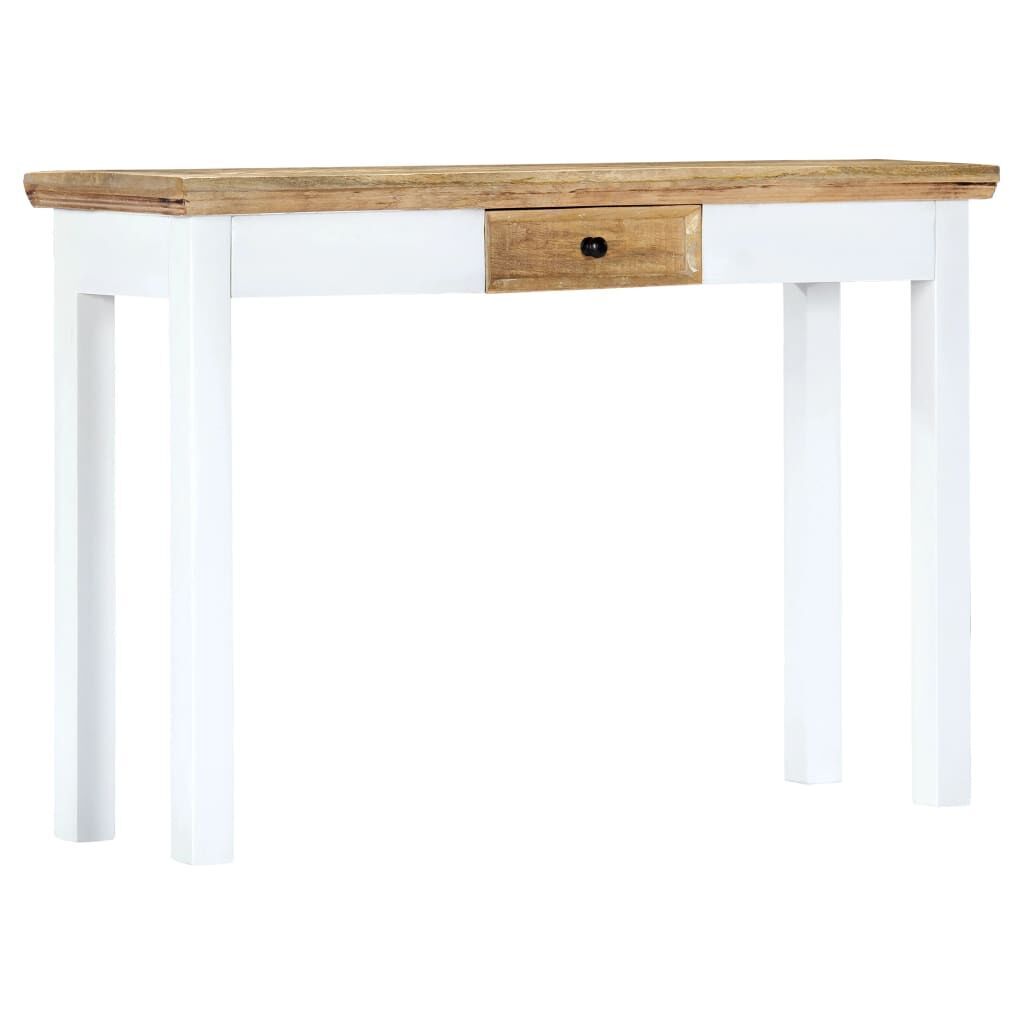 Console Table White and Brown 110x35x75 cm Solid Mango Wood Price