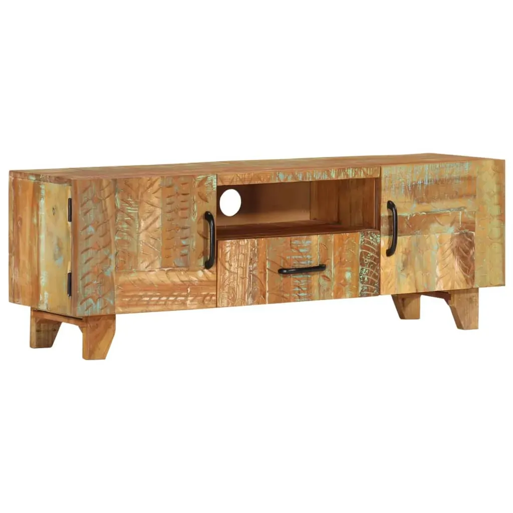 Hand Carved TV Cabinet 120x30x40 cm Solid Reclaimed Wood Price