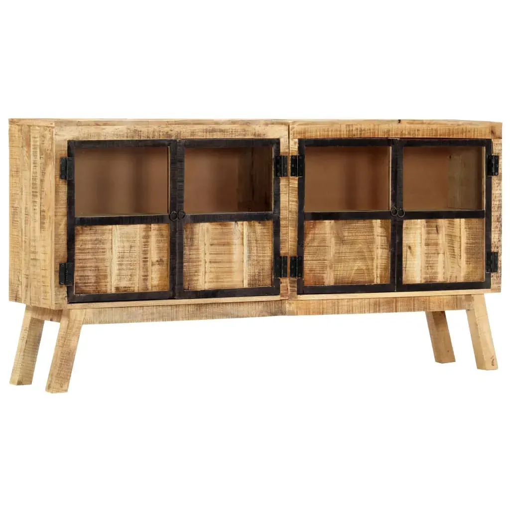 Sideboard Brown and Black 160x30x80 cm Solid Rough Mango Wood Price