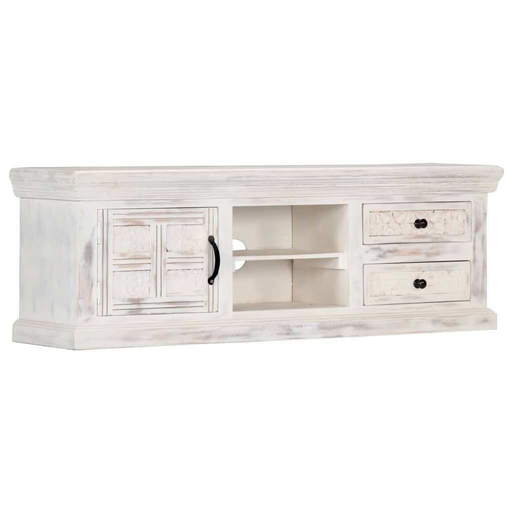 TV Cabinet White 120x30x40 cm Solid Mango Wood Price