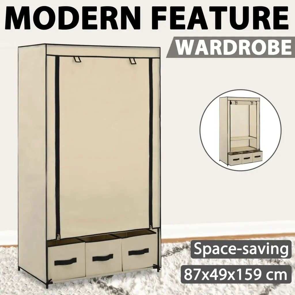 Wardrobe Cream 87x49x159 cm Fabric Price