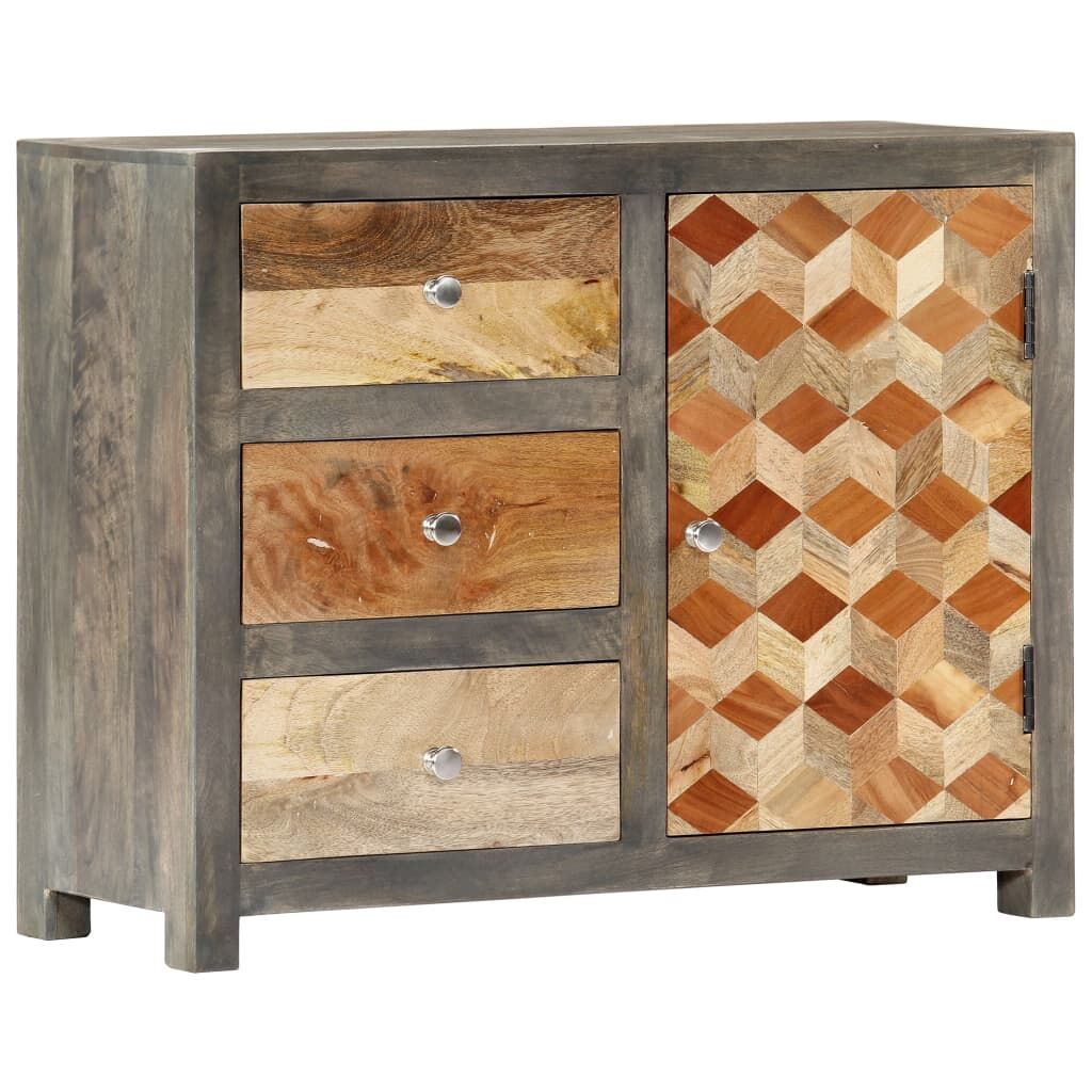 Side Cabinet Grey 75x30x60 cm Solid Mango Wood Price