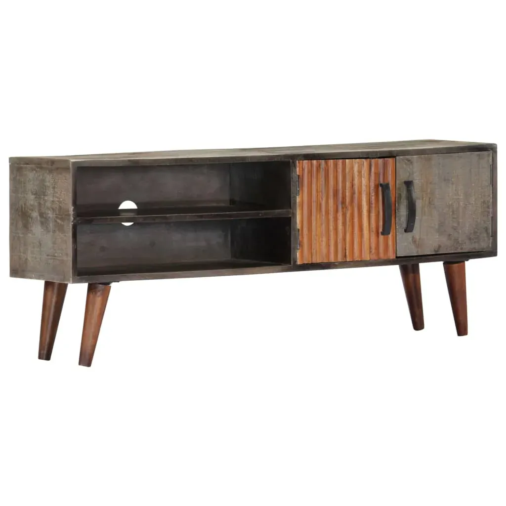TV Cabinet Grey 130x30x46 cm Solid Rough Mango Wood Price