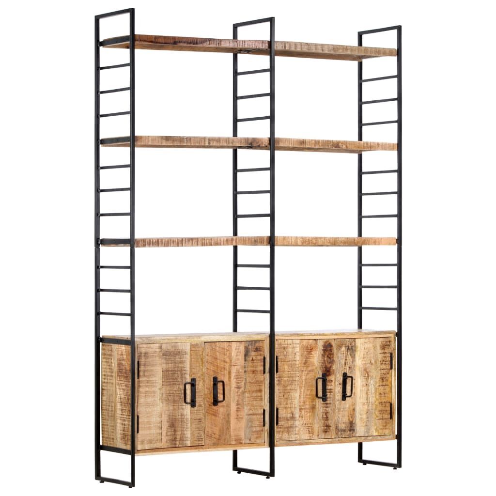 4-Tier Bookcase 124x30x180 cm Rough Mango Wood Price
